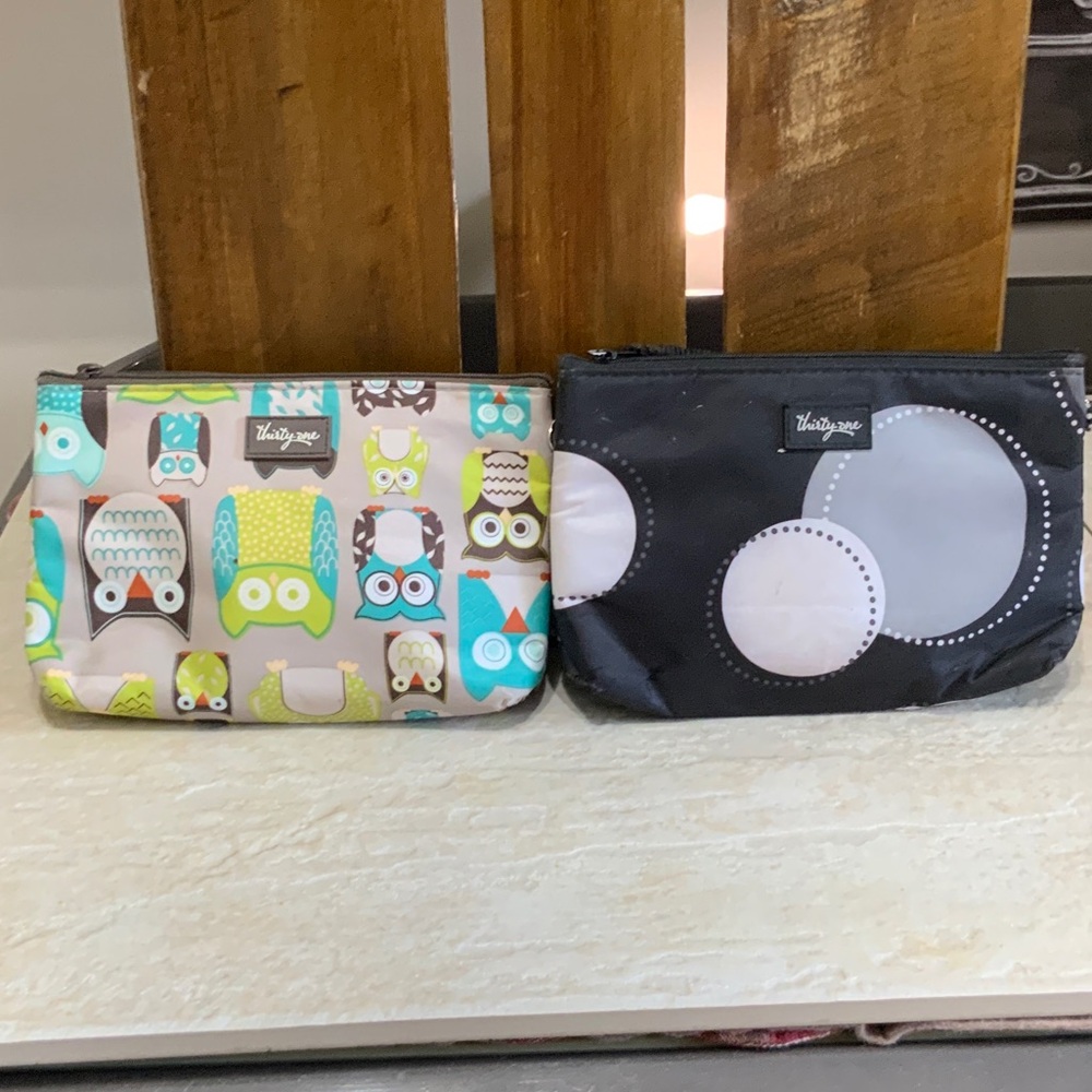 LeSportsac Owl Print and Black Circle Pouches